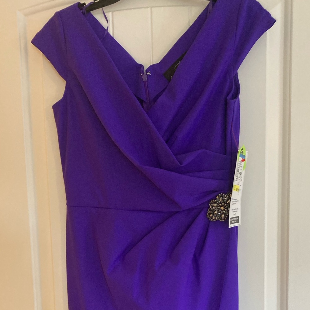 Alex Evenings Purple Embellished Slimming Ruched Dress